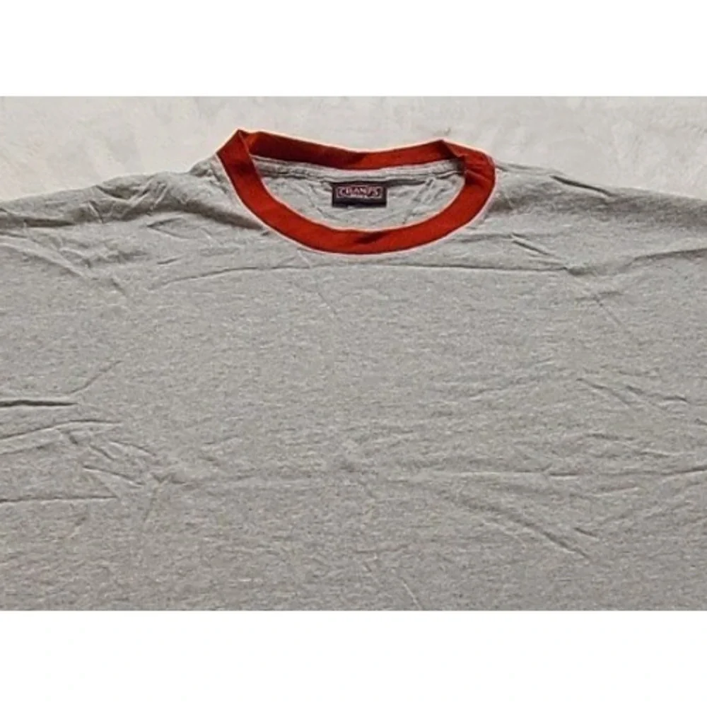 Champs Sports‎ Men's Ringer T-Shirt Gray Red Short Sleeve Crew Neck Athletic Tee